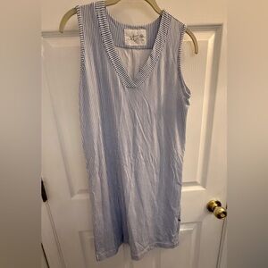 Sleeveless Blue and White Stripe V-Neck Nightgown